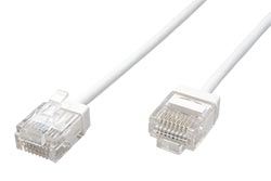 UTP patchkabel kat. 6a, LSOH, tenký, krátký konektor, 2m, bílý