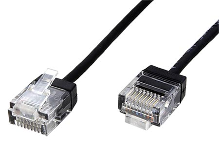 UTP patchkabel kat. 6a, LSOH, tenký, krátký konektor, 3m, černý