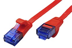 UTP patchkabel kat. 6a, plochý, 0,5m, červený