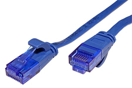 UTP patchkabel kat. 6a, plochý, 2m, modrý