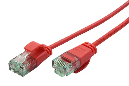 UTP patchkabel kat. 6a, tenký, 0,3m, červený