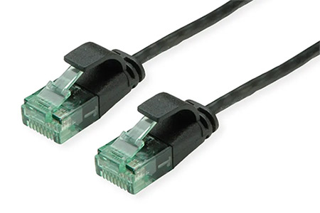 UTP patchkabel kat. 6a, tenký, 1,5m, černý