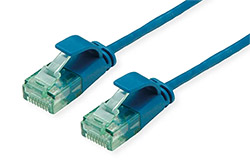UTP patchkabel kat. 6a, tenký, 1m, modrý