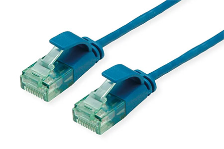 UTP patchkabel kat. 6a, tenký, 2m, modrý
