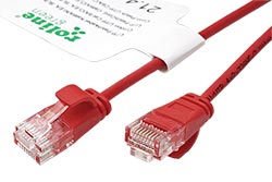 UTP patchkabel kat. 6a, tenký, LSOH, 0,15m, červený