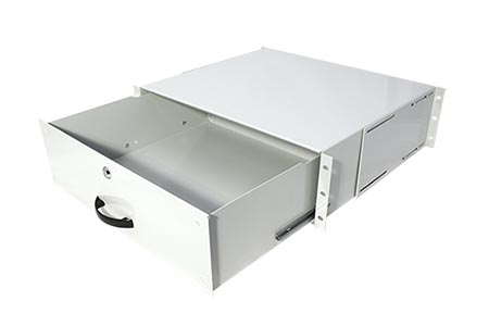 Uzamykatelná zásuvka do 19" rozvaděče, 3U, 400mm, šedá