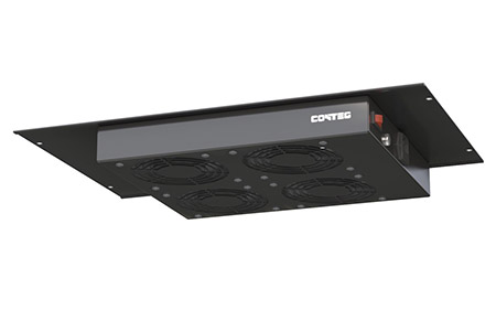 Ventilační jednotka s rámem, 4x ventilátor, 230V, s termostatem, černá (pro hloubku 1m)