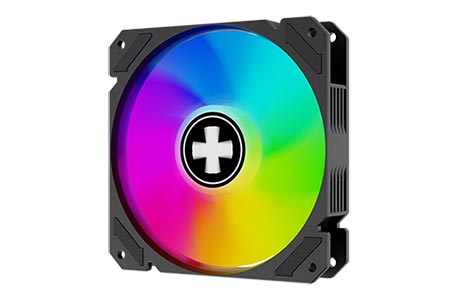 Ventilátor 120x120x25mm, reverzní, černý, ARGB, PWM, série Performance A+ (XF065)