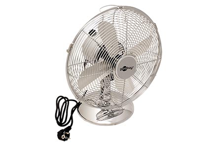 Ventilátor stolní, 230V/40W, 30cm, stříbrný, retro