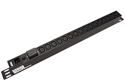 Vertikální napájecí panel 16x C13, vstup C20, přepěťová ochrana, + kabel 3m (PE0216SG)