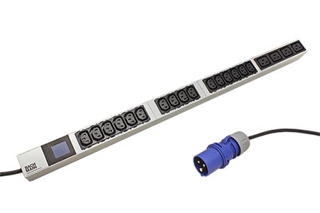 Vertikální napájecí panel 16x IEC320 C13 + 4x IEC320 C19, 3m, vidlice IEC 60309 16A, měření (800.2395)