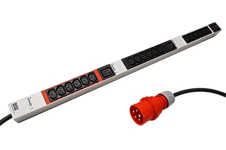 Vertikální napájecí panel 18x IEC320 C13, 3x IEC320 C19, 3m, vidlice IEC 60309 3x16A, alu (800.0104)