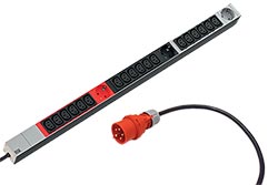 Vertikální napájecí panel 18x IEC320 C13, 3x zásuvka DE, 3m, vidlice IEC 60309 3x16A, alu (800.2337)