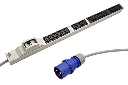 Vertikální napájecí panel 20x IEC320 C13, 2x jistič, 3m, vidlice IEC 60309 32A (800.0119)