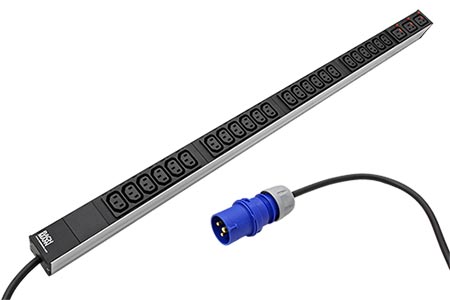 Vertikální napájecí panel 24x IEC320 C13, 3x IEC320 C19, 3m, vidlice IEC 60309 16A, alu (800.1657)