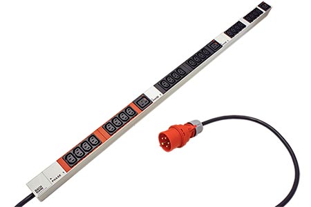 Vertikální napájecí panel 24x IEC320 C13, 3x IEC320 C19, 3m, vidlice IEC 60309 3x16A, alu (800.1656)