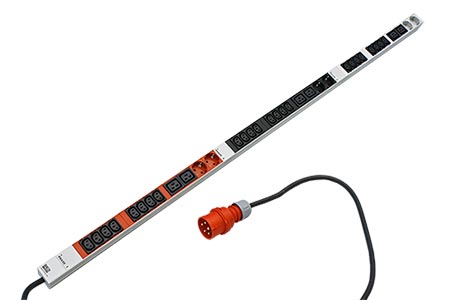 Vertikální napájecí panel 24x IEC320 C13, 6x IEC320 C19, 6x CEE 7/3, 3m, vidlice IEC 60309 3x16A, alu (800.2283)