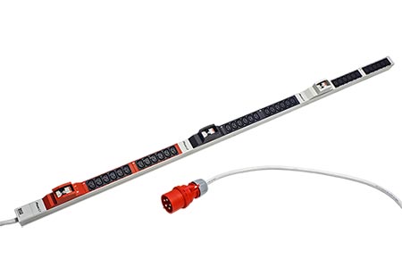 Vertikální napájecí panel 36x IEC320 C13, 3m, 6x jistič, vidlice IEC 60309 3x32A (800.0102)