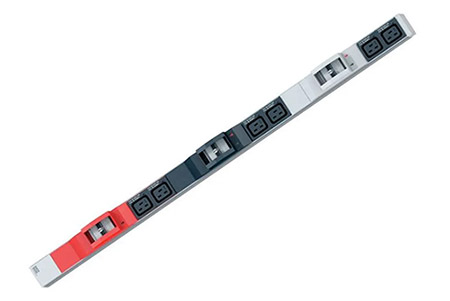 Vertikální napájecí panel 6x IEC320 C19, 3m, 6x jistič, vidlice IEC 60309 3x32A (800.0101)