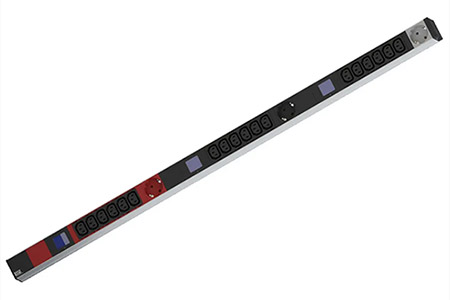 Vertikální napájecí panel BN0500, 18x C13, 3x zásuvka DE, 3x lokální měření /fáze, 3m, IEC 60309 3x 16A (800.2399)