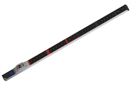 Vertikální napájecí panel BN0500, 24x C13, 4x C19, lokální měření /fáze, 2x jistič, 3m, IEC 60309 32A (800.2407)