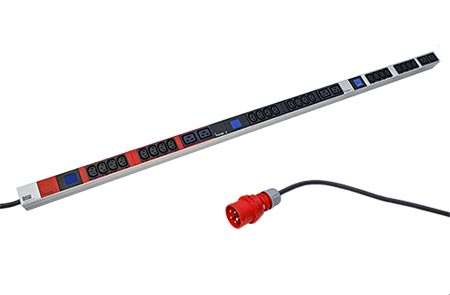 Vertikální napájecí panel BN0500, 24x C13, 6x C19, 3x lokální měření /fáze, 3m, IEC 60309 3x 16A (800.2400)