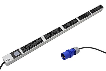 Vertikální napájecí panel BN0500, 24x IEC 320 C13, 4x C19, 3m, vidlice IEC 60309 16A, měření (800.2397)