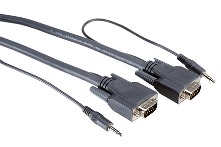 VGA+Audio kabel, MD15HD+jack3,5M - MD15HD+jack3,5M, 15m