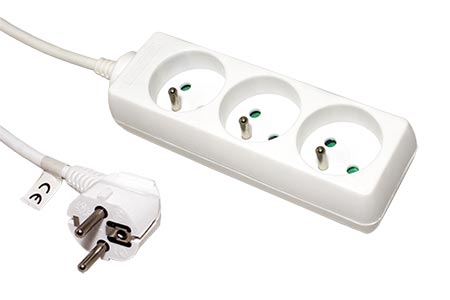 Vícenásobná zásuvka 230V/10A, 3x zásuvka CZ, CEE 7/7(M) - 3x7/5(F), bílá, 10m
