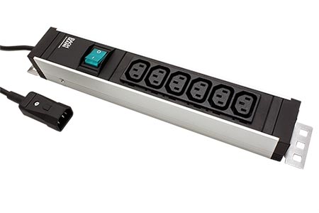 Vícenásobná zásuvka 230V/10A, 6x zásuvka, IEC320 C14 - 6x IEC320 C13, vypínač, 2m (333.1121)