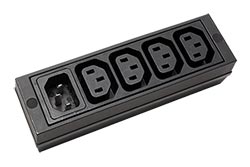 Vícenásobná zásuvka 230V/10A, IEC320 C14 - 4x C13