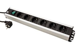 Vícenásobná zásuvka 230V, 6x zásuvka DE, vypínač, 2m (300.003)