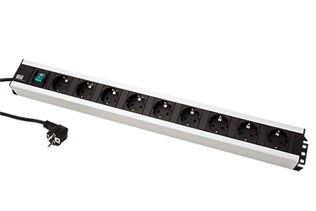 Vícenásobná zásuvka 230V, 9x zásuvka DE, vypínač, 2m (300.004)
