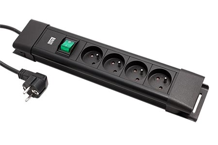 Vícenásobná zásuvka CONNECTUS, CEE7/7 - 4x zásuvka CZ, vypínač, 2m, černá (BM005936)