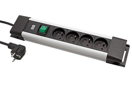 Vícenásobná zásuvka CONNECTUS, CEE7/7 - 4x zásuvka CZ, vypínač, 2m, šedá (BM005933)