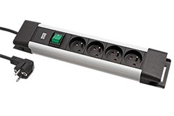 Vícenásobná zásuvka CONNECTUS, CEE7/7 - 4x zásuvka CZ, vypínač, 2m, šedá (BM005933)