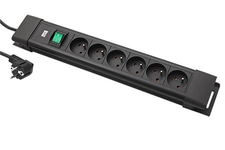 Vícenásobná zásuvka CONNECTUS, CEE7/7 - 6x zásuvka CZ, vypínač, 2m, černá (BM005935)