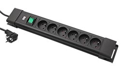 Vícenásobná zásuvka CONNECTUS, CEE7/7 - 6x zásuvka CZ, vypínač, 2m, černá (BM005935)