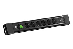 Vícenásobná zásuvka CONNECTUS, CEE7/7 - 6x zásuvka CZ, vypínač, zdroj 45W (2x USB C), 2m, černá (BM0022779)