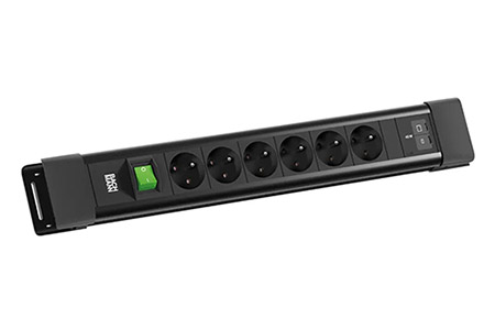 Vícenásobná zásuvka CONNECTUS, CEE7/7 - 6x zásuvka CZ, vypínač, zdroj 45W (2x USB C), 2m, šedá (BM0022774)
