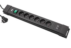 Vícenásobná zásuvka CONNECTUS, CEE7/7 - 6x zásuvka CZ, zdroj USB A + C, vypínač, 2m, černá (BM005941)