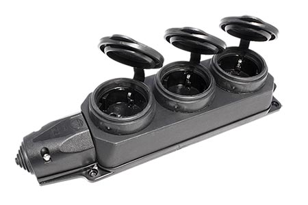 Vícenásobná zásuvka DE, 3x CEE7/3, IP44, bez kabelu (381.109)