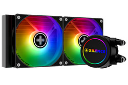 Vodní chlazení pro CPU Intel a AMD, 2x ventilátor 120mm PWM, ARGB, max. 300W TDP (XC977 | LQ240 ARGB LED)