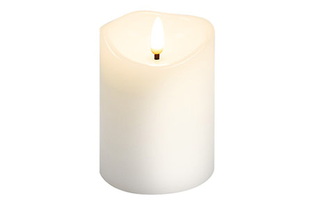 Vosková LED svíčka, bílá, 7,5 x 10cm