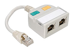 Y adaptér kat. 5e, 1xM/2xF, UTP (síť + ISDN), 15cm (100023153)