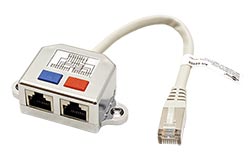 Y adaptér kat. 5e, RJ45M - 2x RJ45F, STP (telefon + síť)