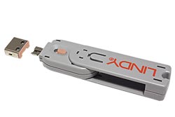 Záslepka pro USB A port, 4ks + klíč, oranžová