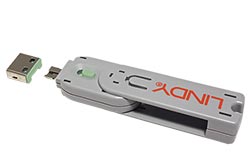 Záslepka pro USB A port, 4ks + klíč, zelená