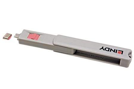 Záslepka pro USB C port, 4ks + klíč, růžová