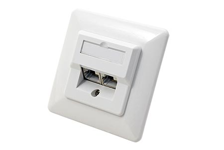 Zásuvka 2x RJ45 kat. 5e, STP, pod omítku, horizontální přívod, bílá